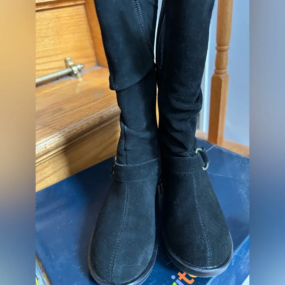 Stride Rite Black Toddler Girl's Suede Boots Size 12
